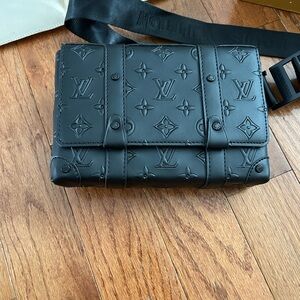Black Monogram Embossed Leather Crossbody Bag brand new!